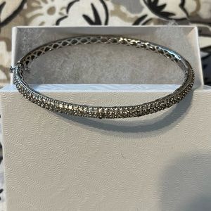 Silver bangle with pave cz stones